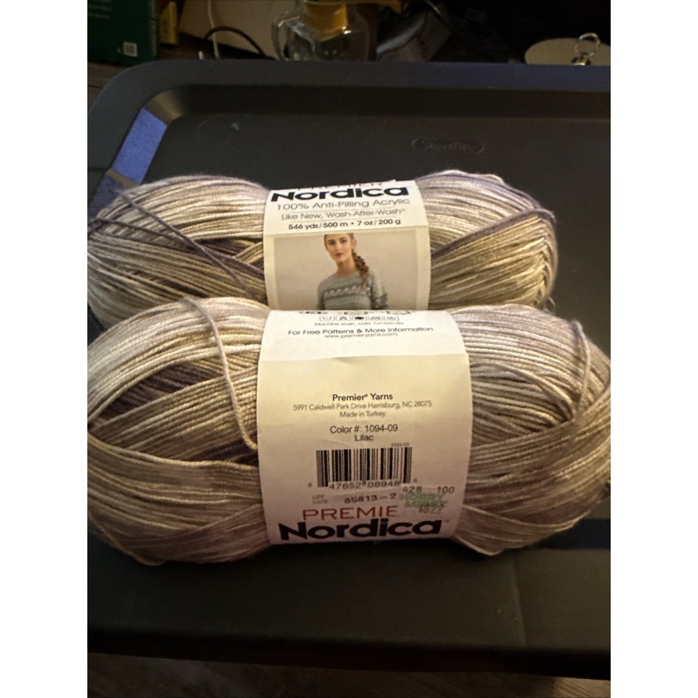 2 Skeins Of  Premier Yarns Nordica Self Patterning Yarn In Lilac